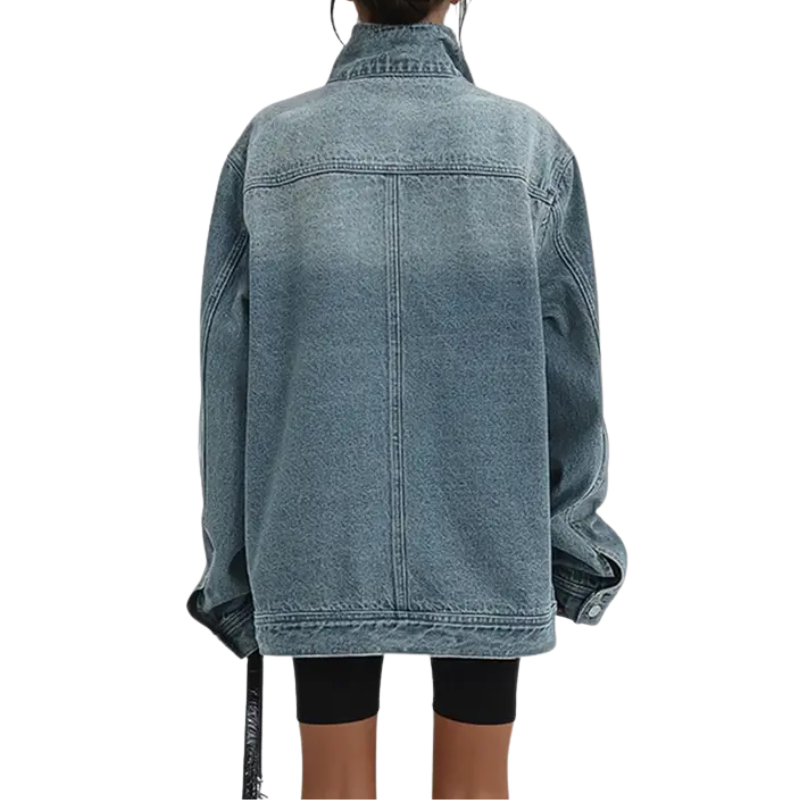 SKYE™ – Vintage Washed High Neck Asymmetric Jacket | The Bellemont Sisters Australia