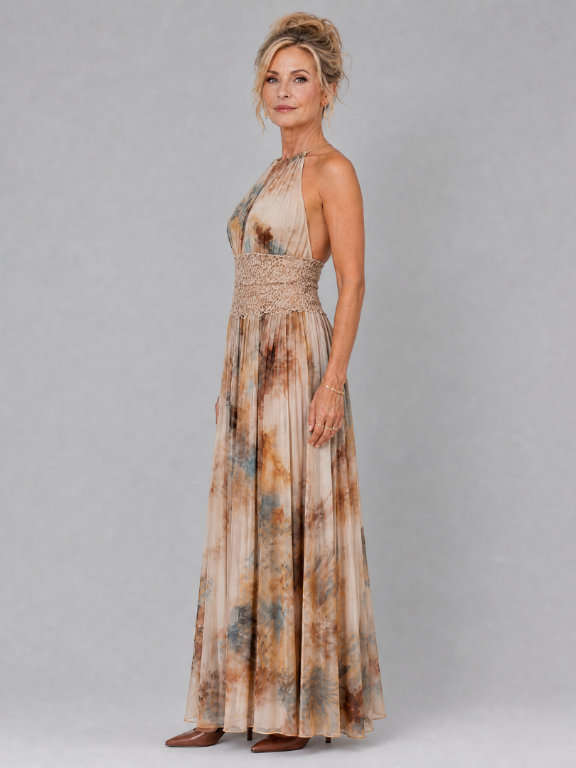 Elavenue™ Halter Neck Lace Waist Maxi Dress | The Bellemont Sisters Australia