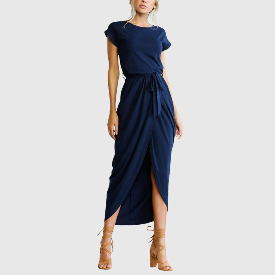 Maelis | Casual Midi Dress – Dark Blue | The Bellemont Sisters Australia