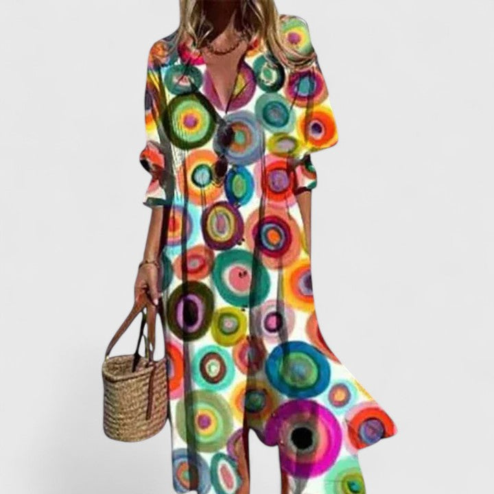 Paula | Elegant Boho Dress – Multicolored 2 | The Bellemont Sisters Australia