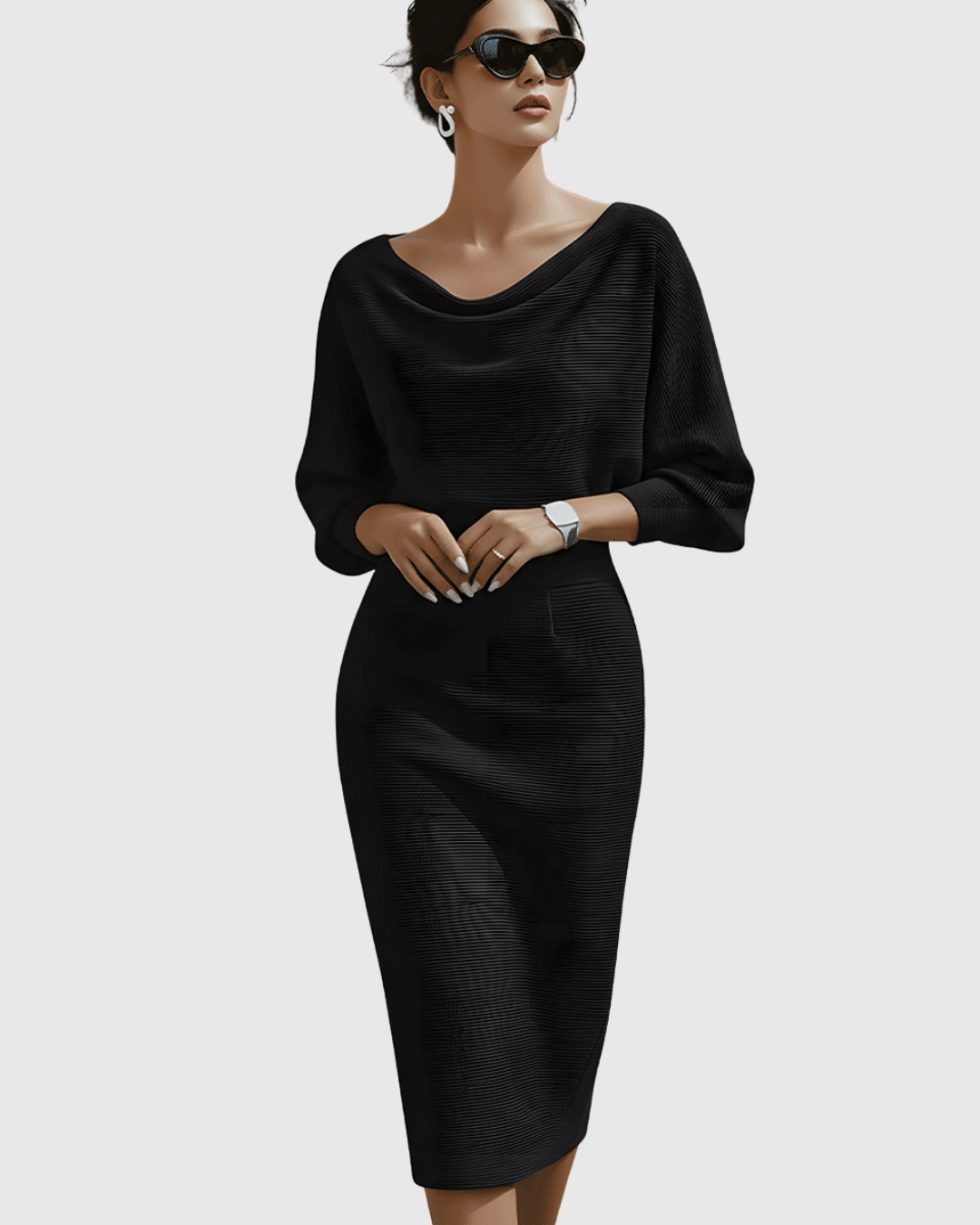Ismeria | White Draped Batwing Midi Dress | The Bellemont Sisters Australia