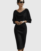 Ismeria | White Draped Batwing Midi Dress | The Bellemont Sisters Australia