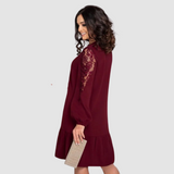 Lowri Quinn | Lace-Sleeve Midi Dress – Burgundy | The Bellemont Sisters Australia