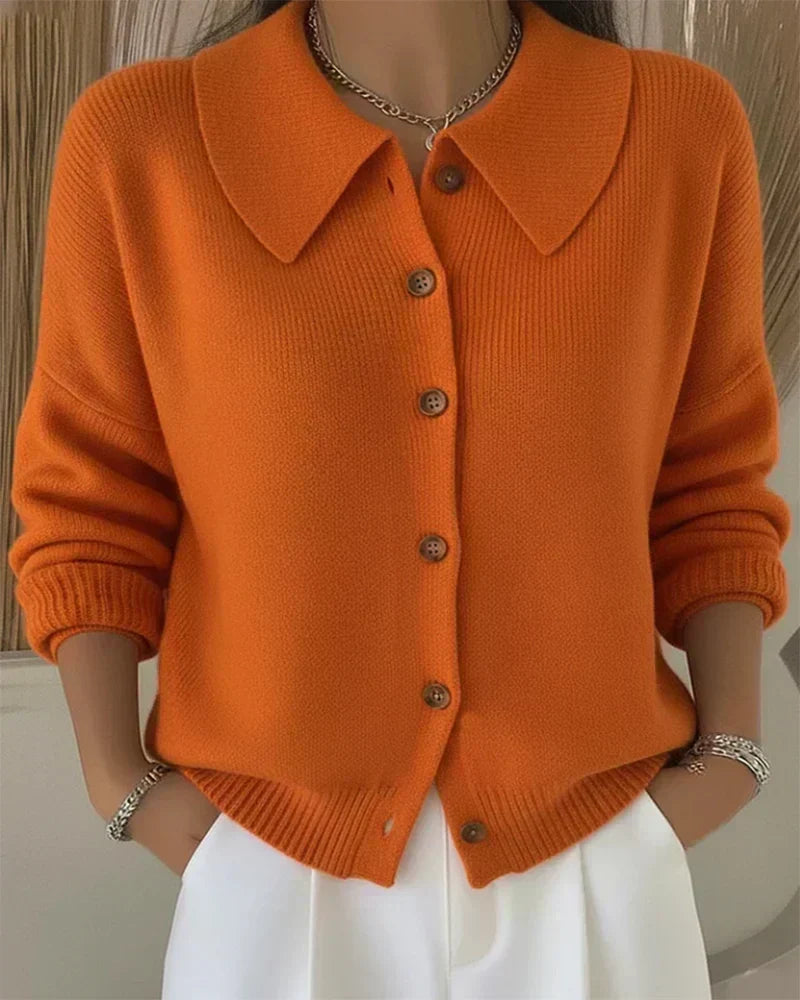 Vespera™ | Button Collar Cardigan – Orange | The Bellemont Sisters Australia