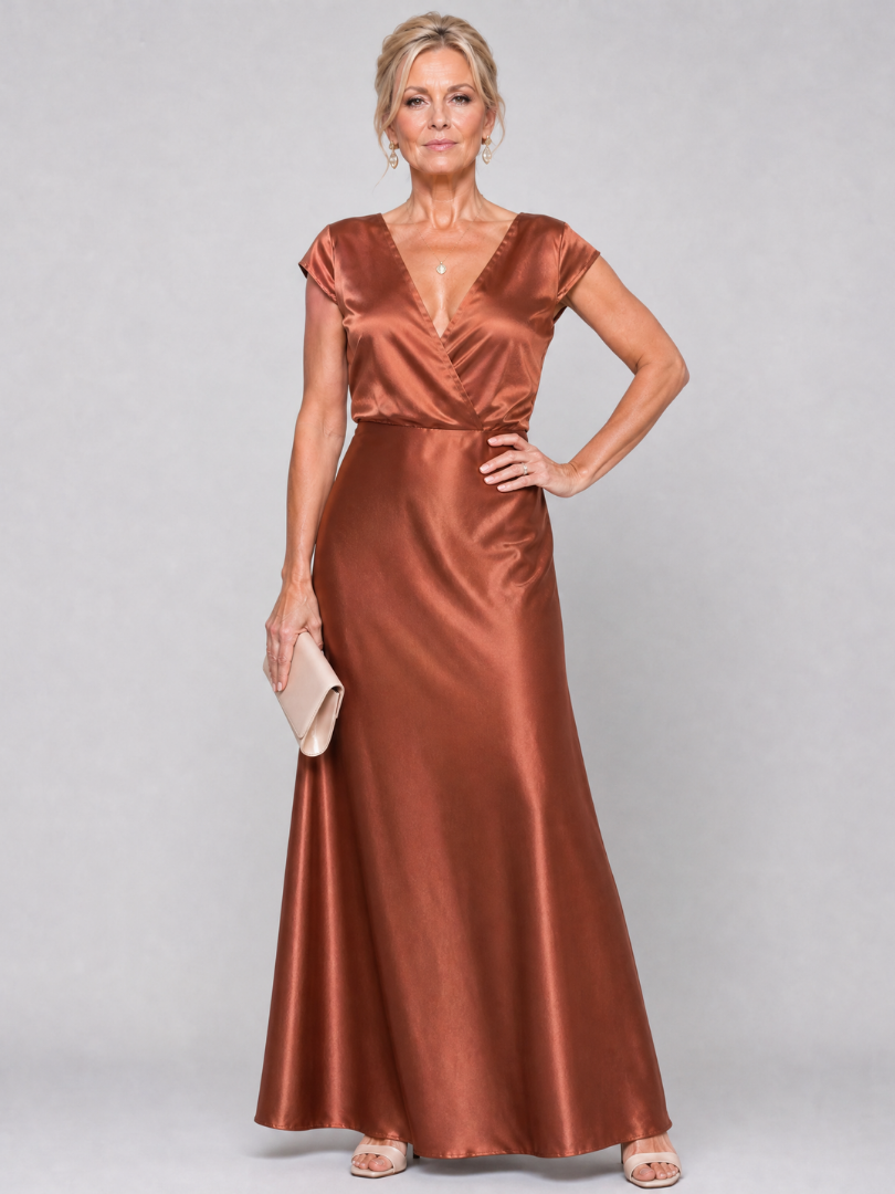 Samouse | Cap Sleeve Wrap Bodice Maxi Dress – Brown | The Bellemont Sisters Australia
