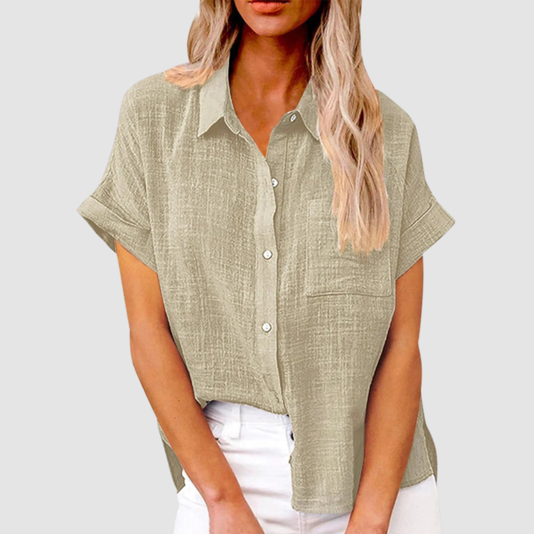 Carol™ Elegant Casual Blouse – Khaki | The Bellemont Sisters Australia