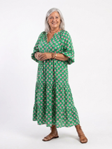 Fiora | Floral Print V Neck Tiered Midi Dress | The Bellemont Sisters Australia