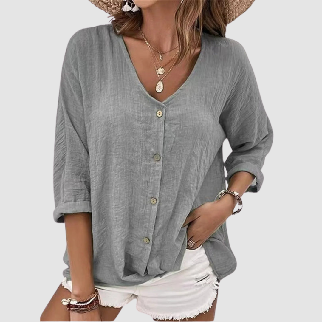 Monica™ Elegant Breathable Blouse – Gray | The Bellemont Sisters Australia