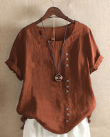 Beatrice | Women Button Detail Casual Short Sleeve Blouse – Brown | The Bellemont Sisters Australia