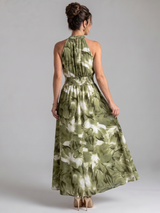 Olivia | Gathered Waist Abstract Print Midi Dress | The Bellemont Sisters Australia