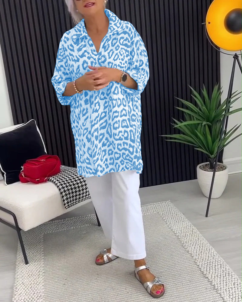 Isobel™ Elegant Leopard Printed Collar Blouse | The Bellemont Sisters Australia