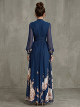 Ziva | Pleated Sheer Sleeves Maxi Dress | The Bellemont Sisters Australia