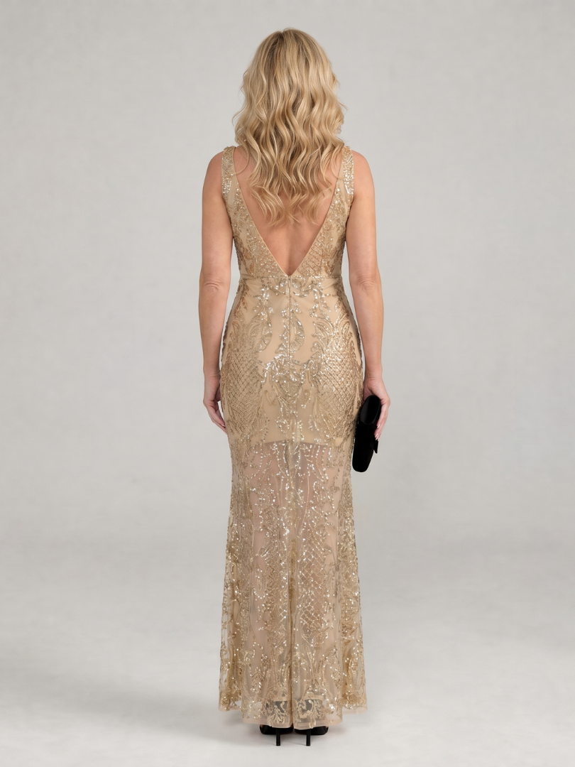 Sirea | Sequin Sleeveless Sheer Panel Midi Dress | The Bellemont Sisters Australia