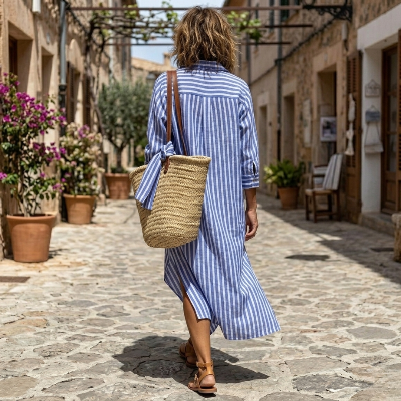 Nichole™ - Elegant Striped Summer Dress | The Bellemont Sisters Australia
