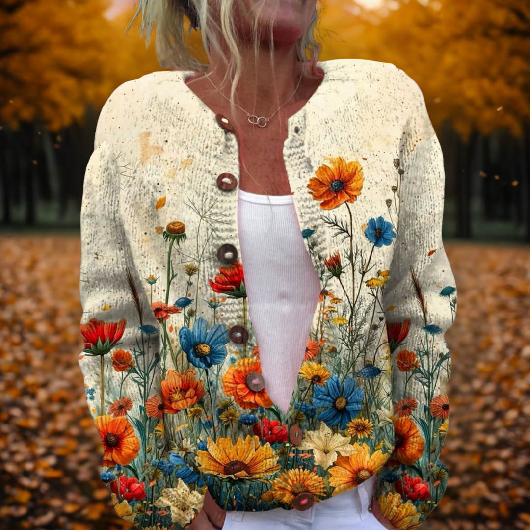 Helena | Vintage Flower Cardigan – Multicolour | The Bellemont Sisters Australia