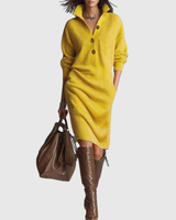 Arianell | Pure Wool Winter Knit Midi Dress – Yellow | The Bellemont Sisters Australia