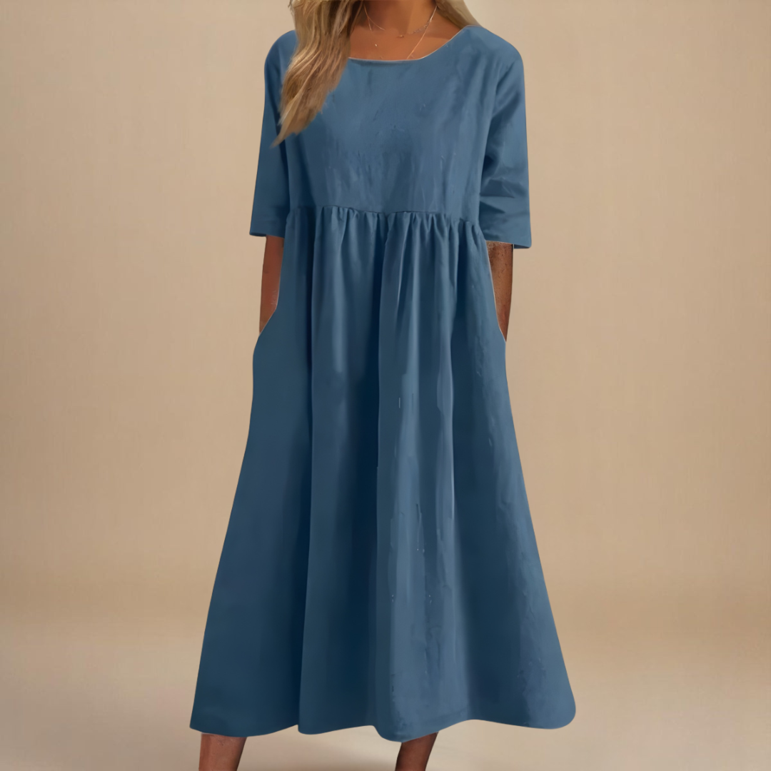 Faye | Flattering Dress – Blue | The Bellemont Sisters Australia