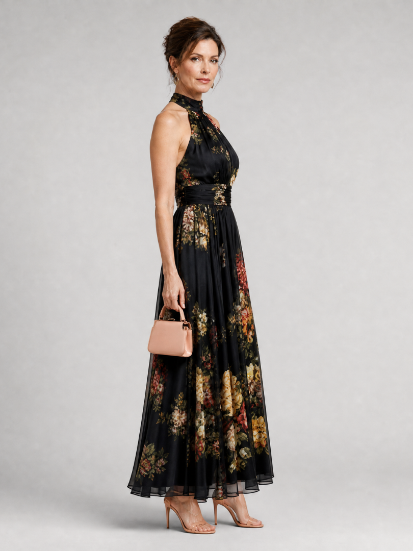 Sior™ Floral Halter Neck Midi Dress | The Bellemont Sisters Australia