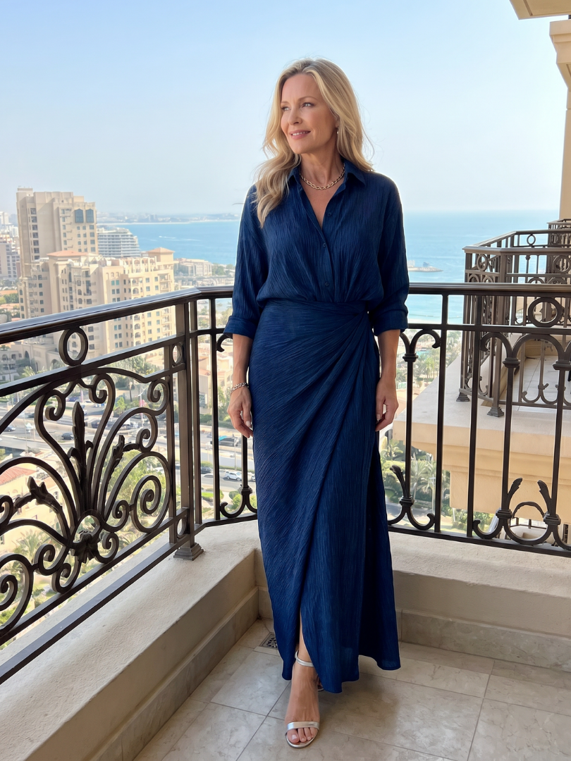 Mirque | Long Sleeve Wrap Front Maxi Dress | The Bellemont Sisters Australia