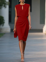 Elvira | Elegant Midi Dress – Red | The Bellemont Sisters Australia