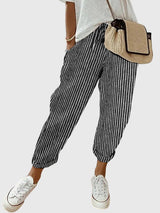 Reina | Elegant Women's Pants – Black (Striped) | The Bellemont Sisters Australia