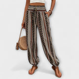 Scarlett - Pants With Ethnic Graphic – Brown | The Bellemont Sisters Australia