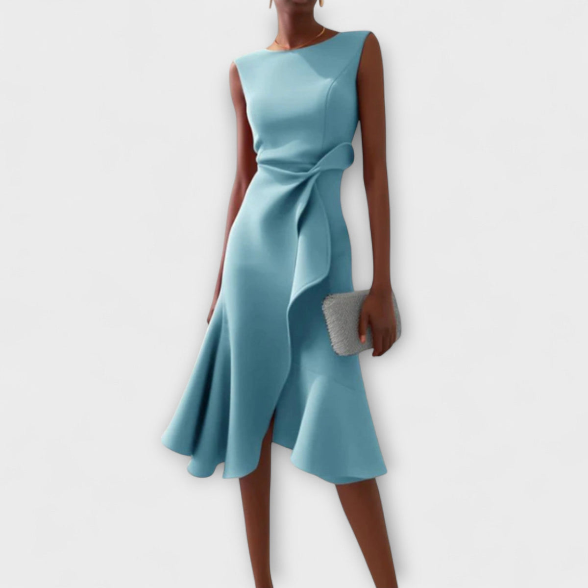 Darlene | Sophisticated Midi Dress – Light Blue | The Bellemont Sisters Australia