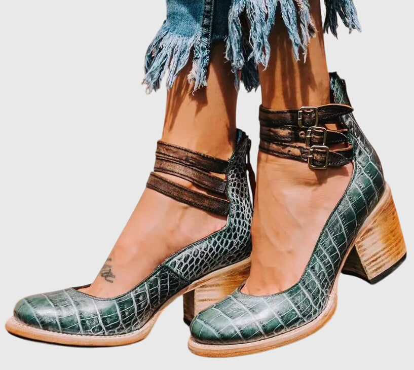 Nina | Elegant And Comfortable Sandals – Green snake | The Bellemont Sisters Australia
