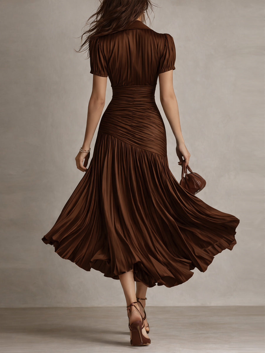 Adriana - Retro Striped Satin Midi Dress | The Bellemont Sisters Australia