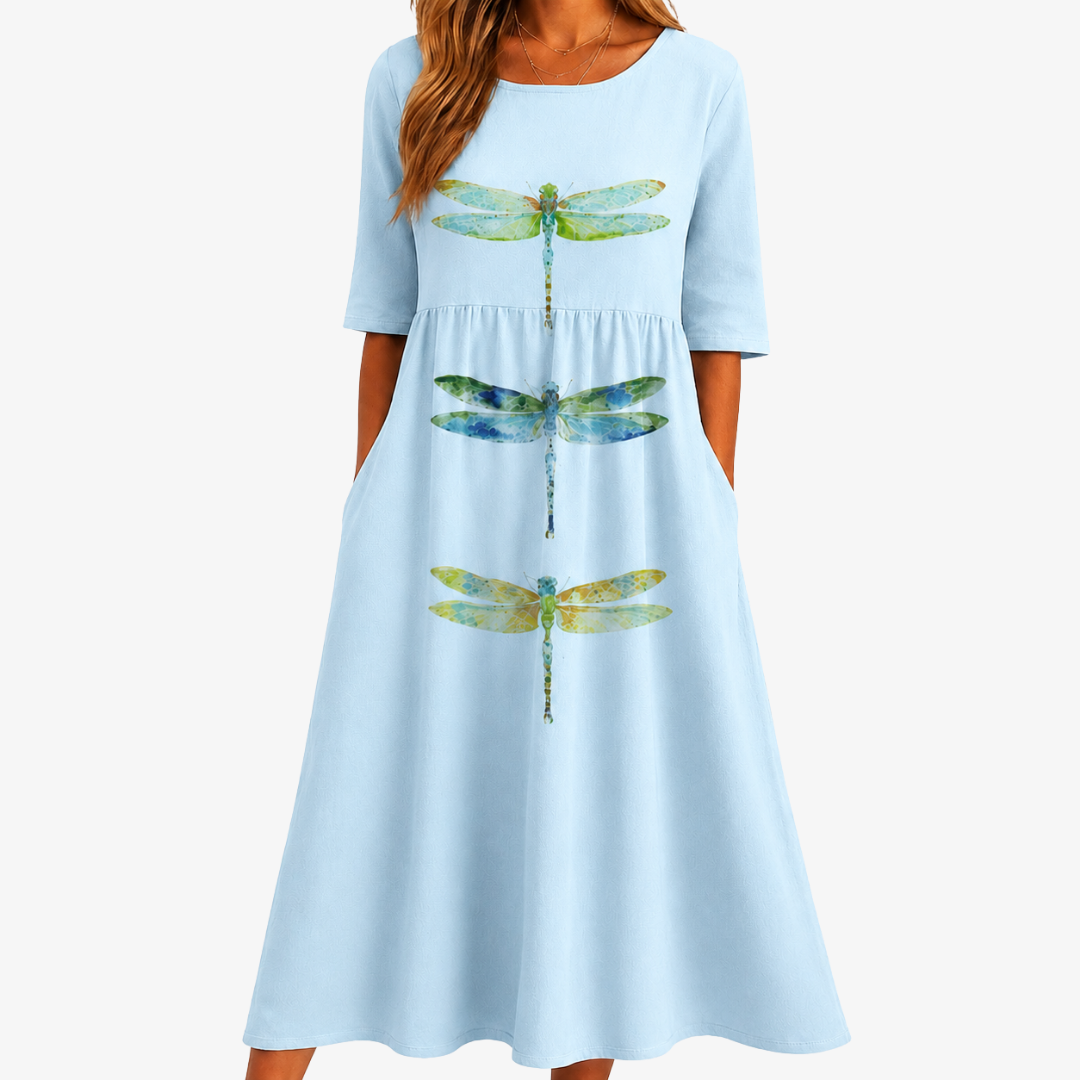 Sky Meadow Dragonfly Pocket Midi Dress | The Bellemont Sisters Australia