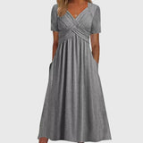 Amanda - Flattering Dress – Gray | The Bellemont Sisters Australia