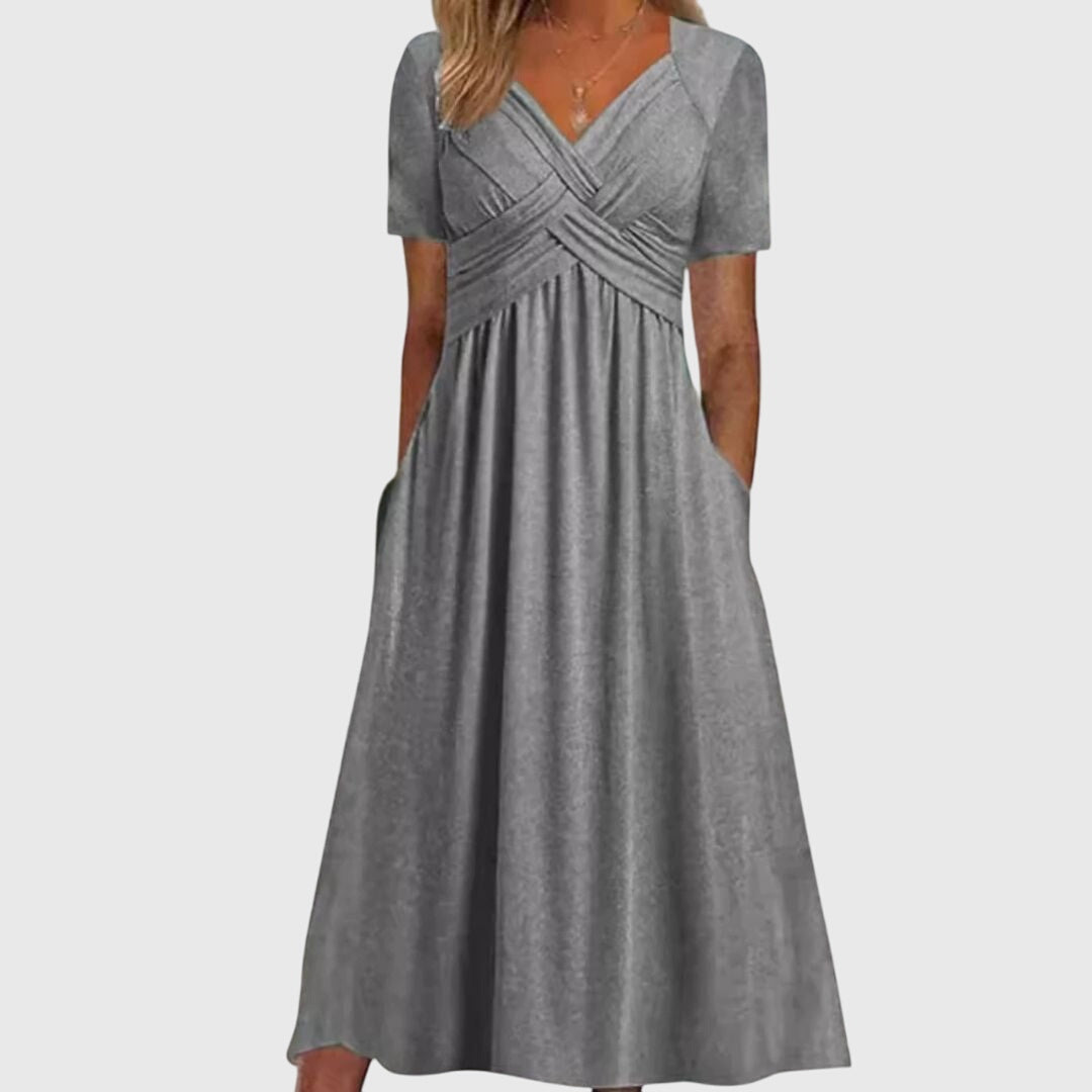 Amanda - Flattering Dress – Gray | The Bellemont Sisters Australia