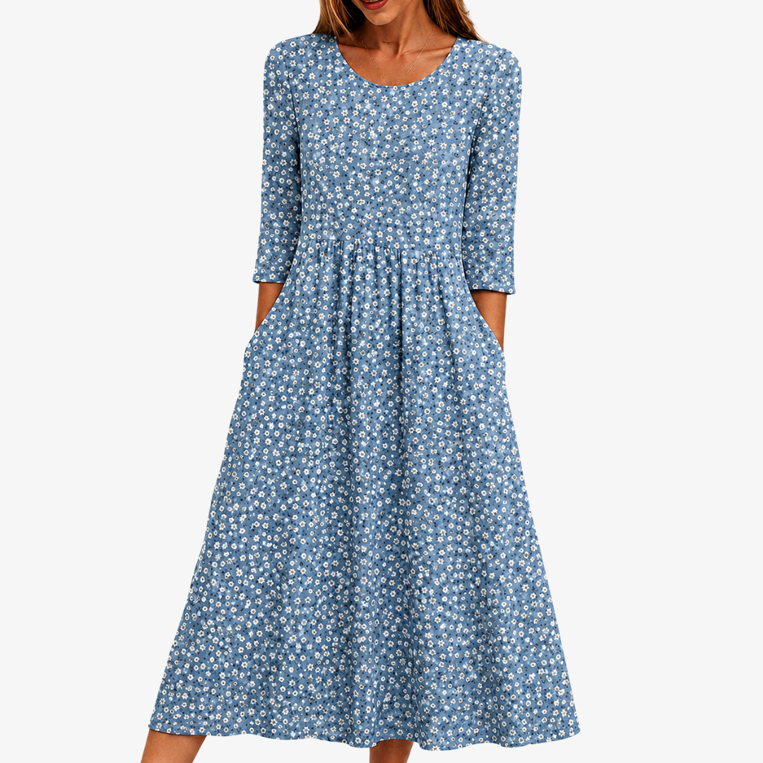 Blue Meadow Easy-Wear Floral Midi Dress | The Bellemont Sisters Australia