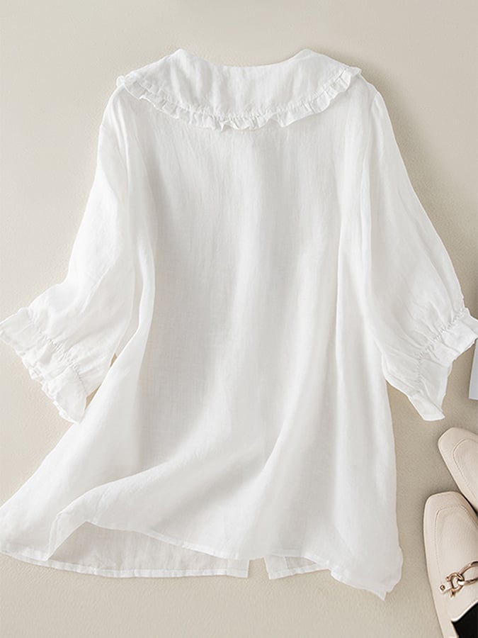 Kayla | Women Loose Fit Ruffle Collar Shirt | The Bellemont Sisters Australia