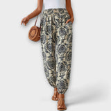 Scarlett - Pants With Ethnic Graphic – Beige | The Bellemont Sisters Australia