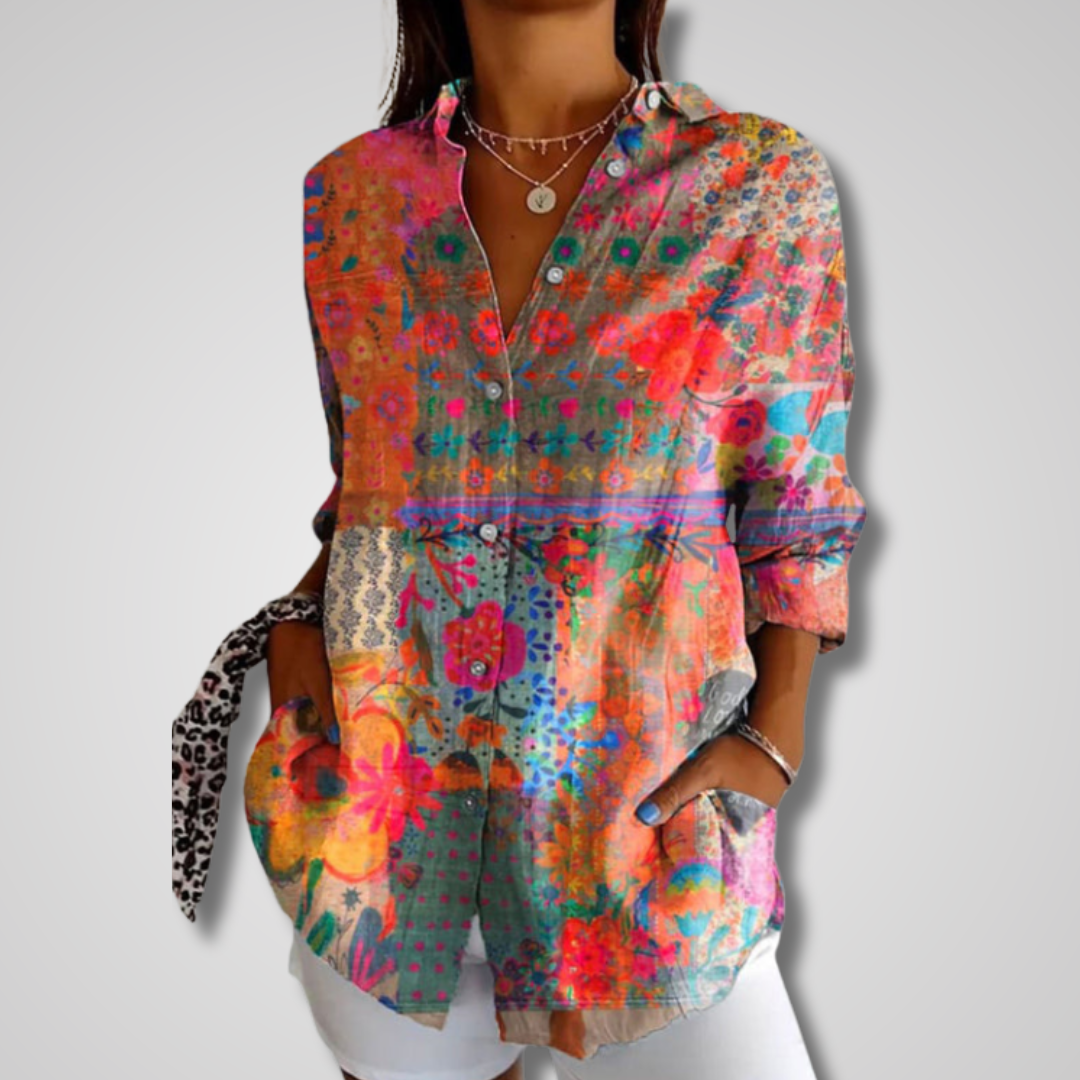 Alexa  | Women Summer Vintage Relaxed Shirt – Rainbow | The Bellemont Sisters Australia