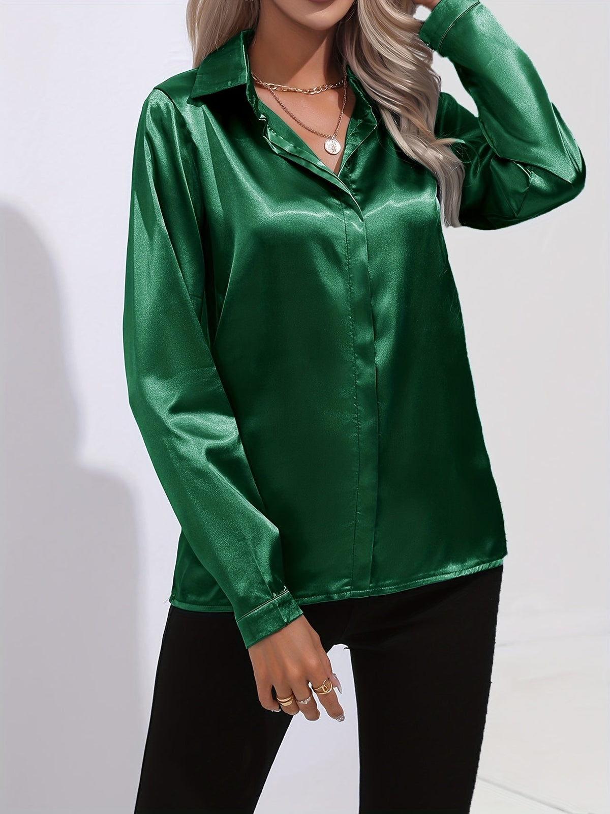 Sarah | Women’s Button Down Long Sleeve Satin Blouses | The Bellemont Sisters Australia