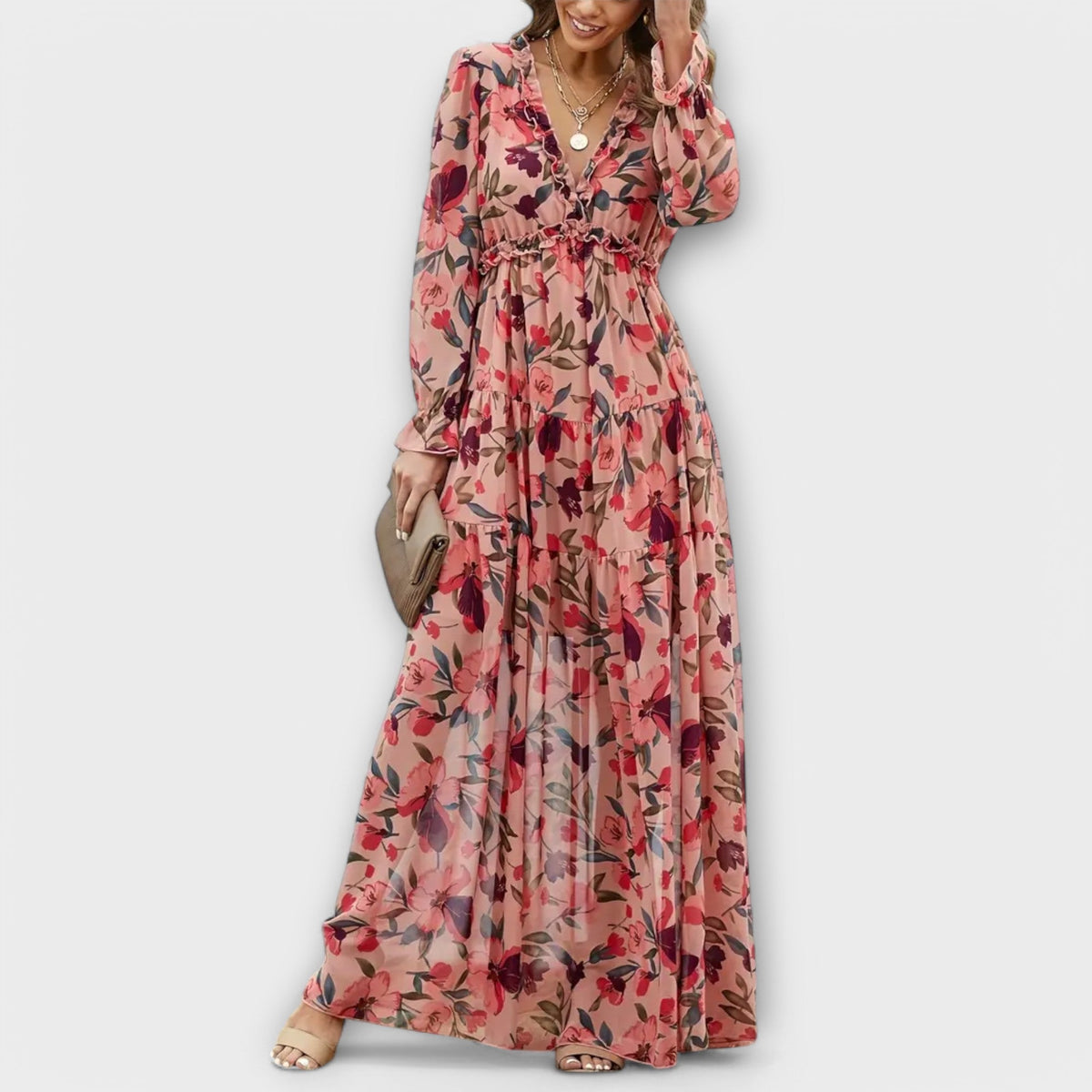 Ynah | Elegant Maxi Dress – Pink | The Bellemont Sisters Australia