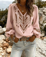 Sandra | Puffed Sleeve Blouse with Wide V-Neck – Pink | The Bellemont Sisters Australia