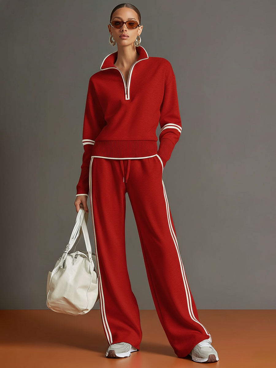 Marietta | Blouse and Wide-leg Pants – Red | The Bellemont Sisters Australia