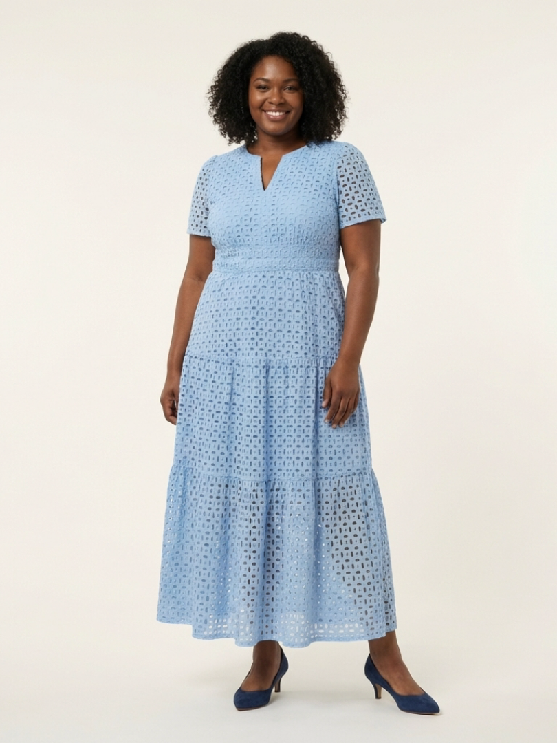 Brielle | V Neck Short Sleeve Tiered Midi Dress | The Bellemont Sisters Australia