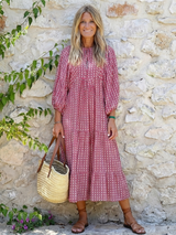Arlette | Geometric Print Long Sleeve Midi Dress | The Bellemont Sisters Australia