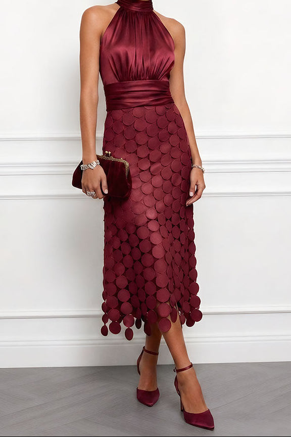 Celine | Elegant Midi Dress For Ceremonies – Red Wine | The Bellemont Sisters Australia