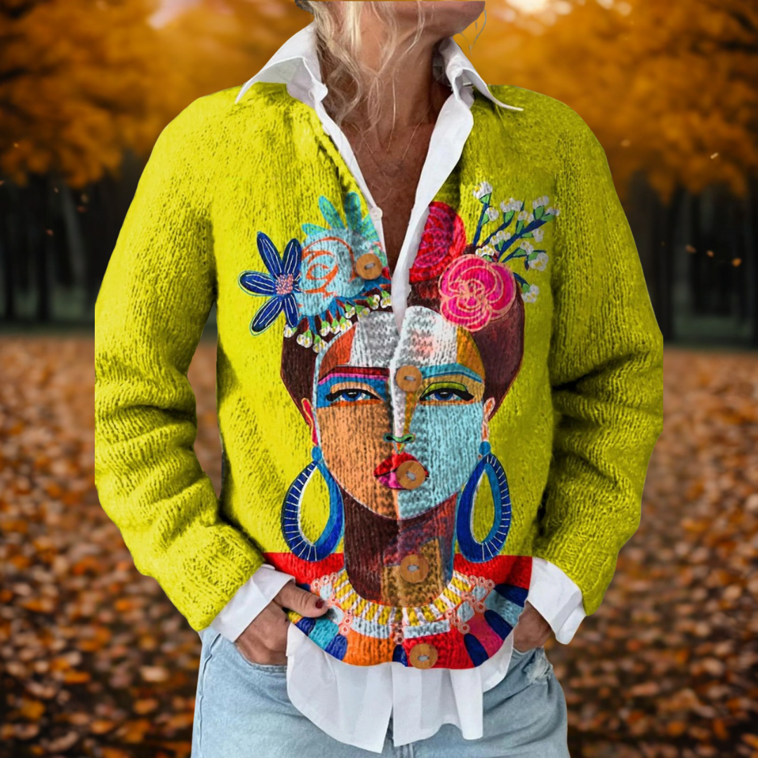 Anna | Art Printed Cardigan – Multicolour | The Bellemont Sisters Australia
