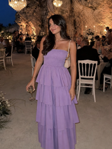 Gemma | Strapless Smocked Bodice Midi Dress – Purple | The Bellemont Sisters Australia