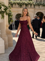 Valenne | Spaghetti Strap Full Lace Maxi Dress – Burgundy | The Bellemont Sisters Australia