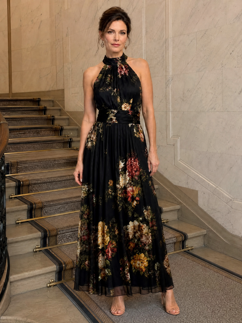 Sior | Floral Halter Neck Midi Dress | The Bellemont Sisters Australia