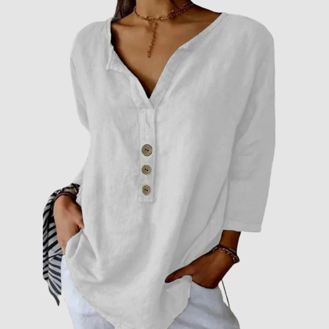 Melisa™ Casual Cotton & Linen Blouse | The Bellemont Sisters Australia