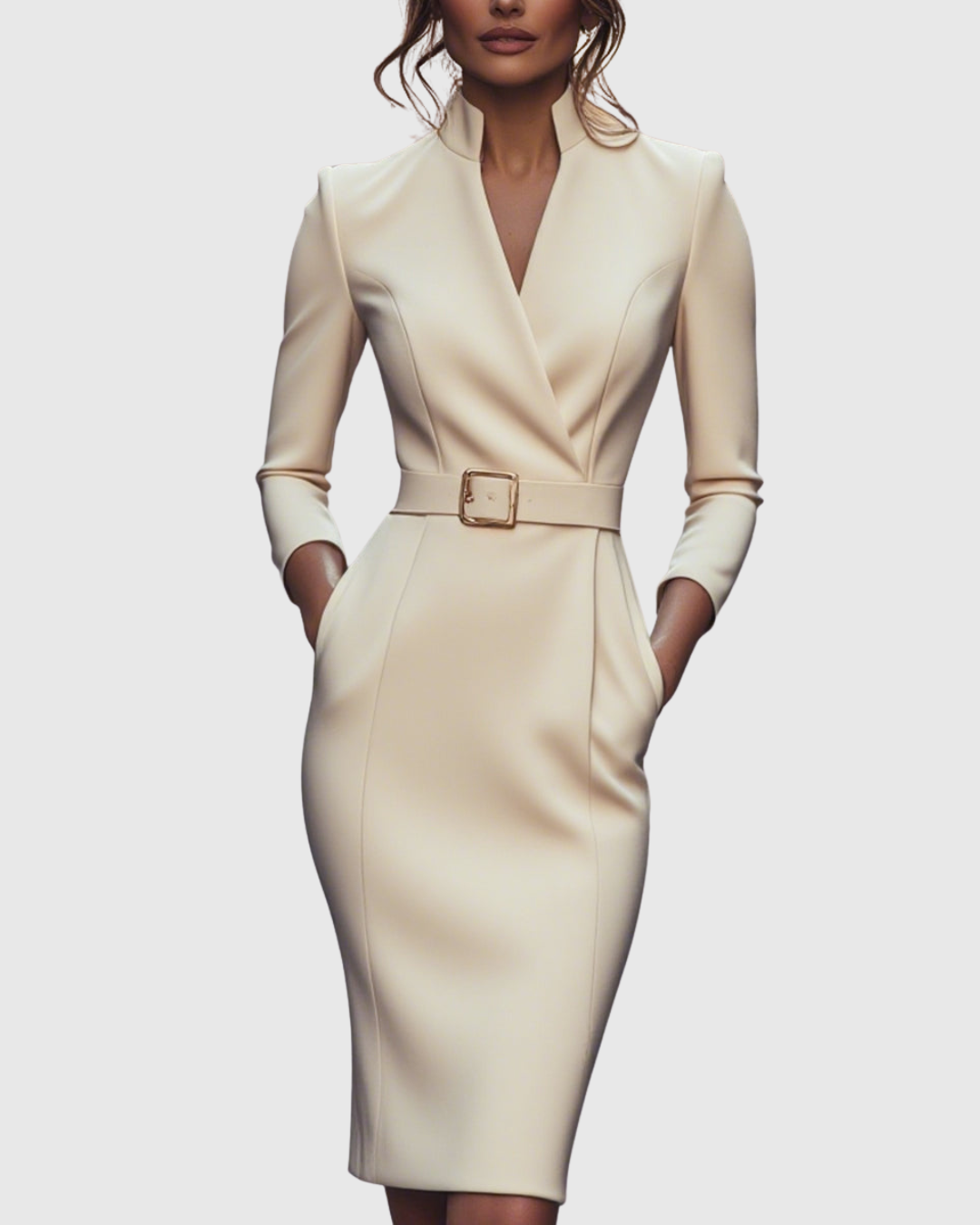 Claribel | Refined Midi Dress – Apricot | The Bellemont Sisters Australia