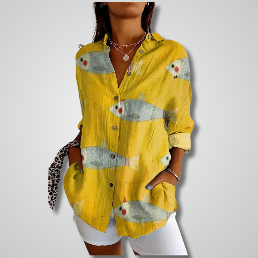 Alexa  | Women Summer Vintage Relaxed Shirt – Yellow | The Bellemont Sisters Australia